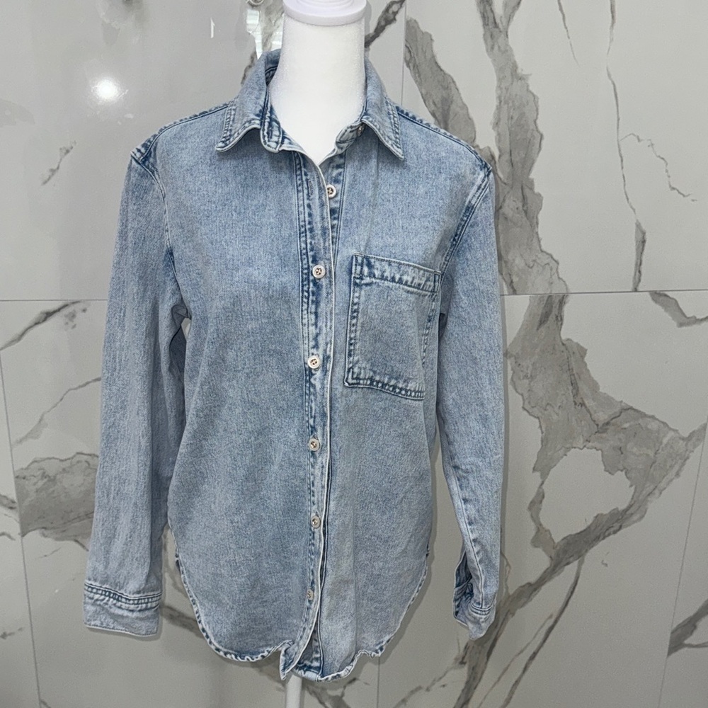 Bagatelle Light Blue Denim Button-down Vintage Inspired Shirt Jacket